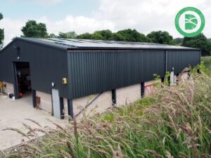 Solar panels on roof of Dorset Council depot at Moors Valley Country Park