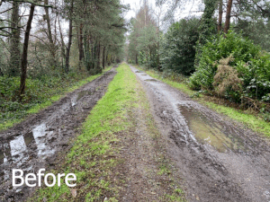 Before and after photos of the trailway