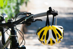 helmet on bike handle bars