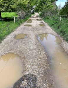 Deteriorated off-road section of track