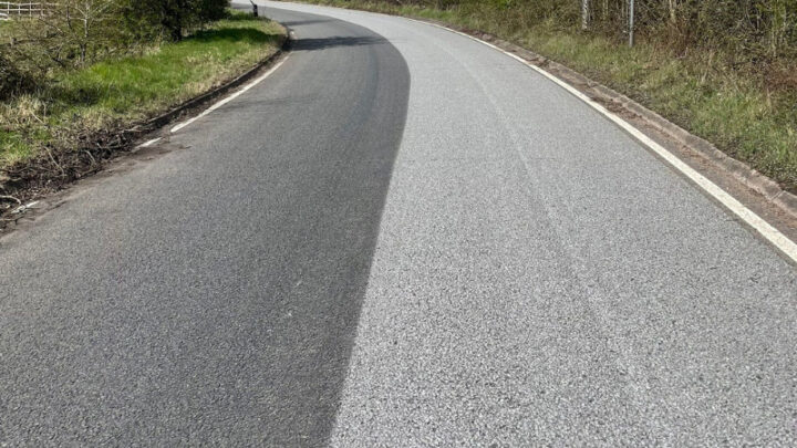 road surface before and after treatment