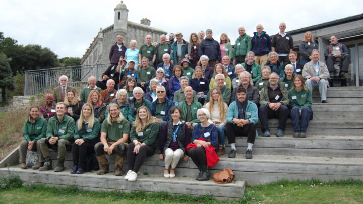 Volunteers, staff, funders and partners at Durlston Castle