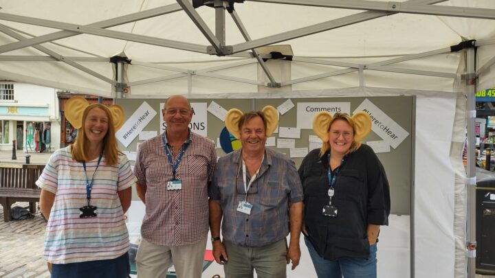 Cllr Belinda Bawden, Cllr Dave Bolwell, Cllr Mark Roberts and Cllr Laura Beddow at t sofa sessions event