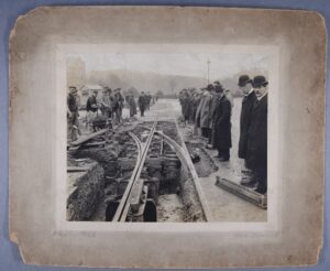 Tram lines being laid in Bournemouth