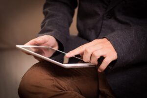 Person using a tablet or iPad