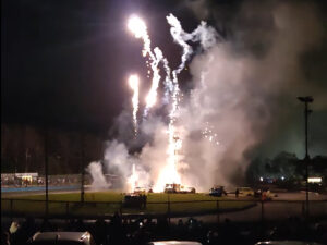 Still screenshot from video of fireworks display relating to the case, subject of the press release