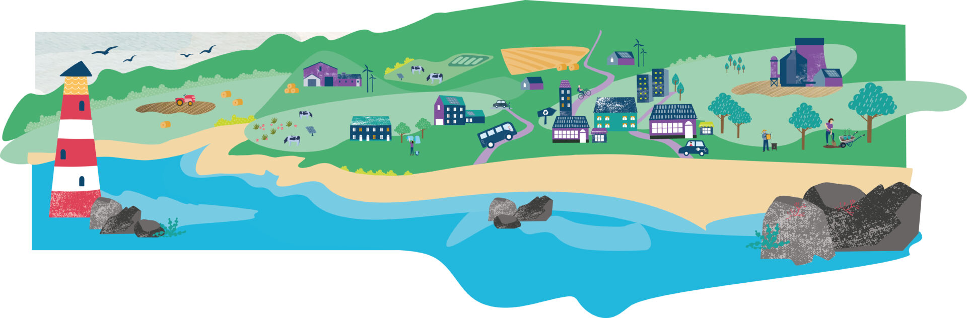 Illustration showing a greener, cleaner Dorset