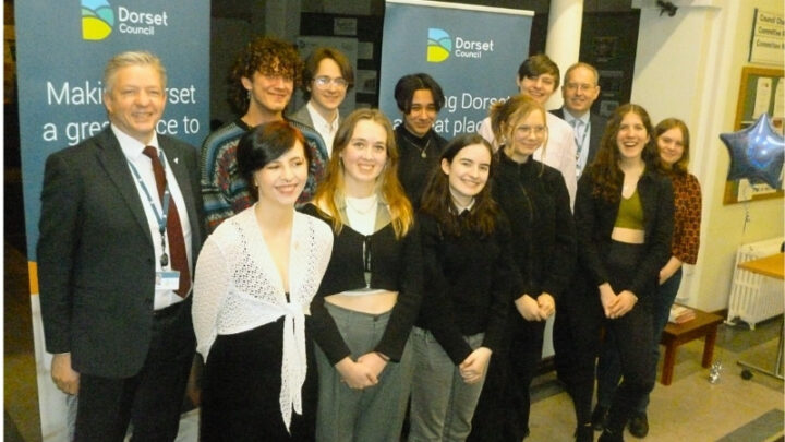 Photo of Youth Parliament 2023 Election candidates with Dorset Council leaders