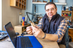 Receiving a laptop from Dorset Council has helped Simon Hobbs from Swanage get his crafting business off the ground.