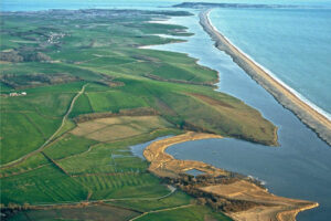 Aerial view of Chesil Bank
